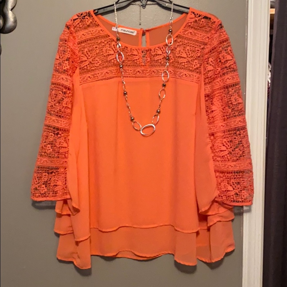 Maurices spring time coral colored blouse